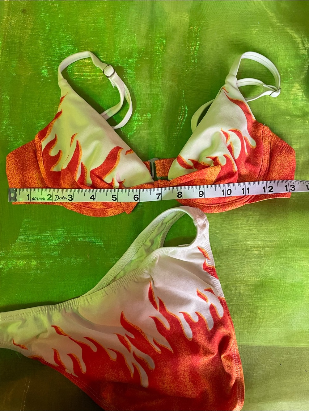 🔥 FLAME BIKINI 🔥 White & Orange Print Women's Bikini Set - Vibrant SEXY! - Picture 8 of 9